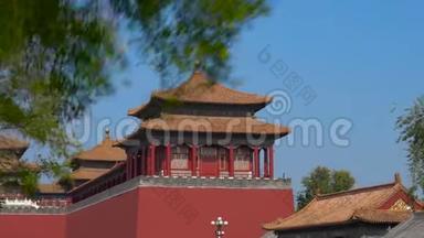 紫禁城的一个内部部分的高垂镜头-中国古代宫殿`皇帝